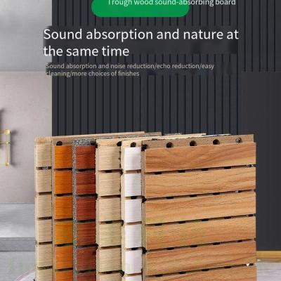 Factory direct meeting room wood sound-absorbing board indoor piano room wall decoration material wholesale trough wood sound-insulating ceramic aluminum sound-absorbing board can be customized.